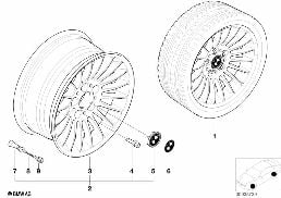 BMW LIGHT ALLOY WHEEL, RADIAL SPOKE 61 diagram for BMW 7 Series E38 740i