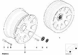 BMW LIGHT ALLOY WHEEL, ELLIPS. STYL. 60 diagram for BMW 7 Series E38 740i