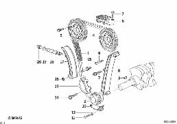 正时机构正时链 diagram for BMW 3 Series E36 318i