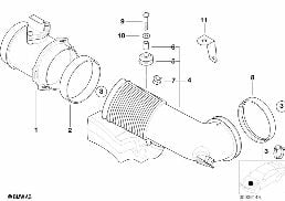 HOT-FILM AIR MASS METER diagram for BMW 5 Series E39 540i