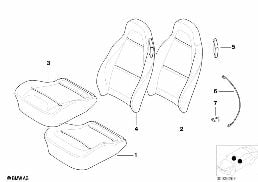 SEAT, FRONT, UPHLSTRY, COVER, SPORT SEAT diagram for BMW Z3 E36 M