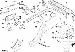 Ściana boczna/Okładzina tylna diagram for BMW 5 Series E39 520d