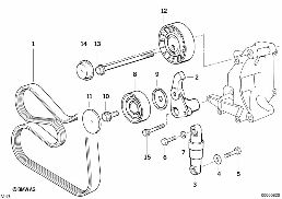 皮带传动 水泵/发电机 diagram for BMW 3 Series E36 318i