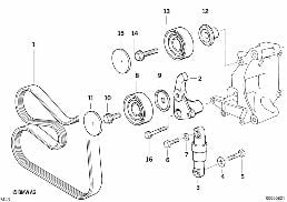 皮带传动 水泵/发电机 diagram for BMW 3 Series E36 318i