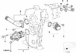 冷却系统水泵/节温器 diagram for BMW 3 Series E36 318i