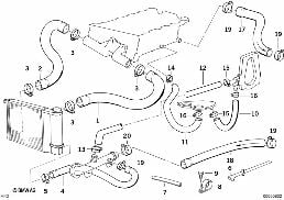 冷却系统水导向软管 diagram for BMW 3 Series E36 318i