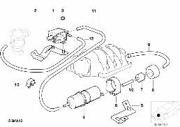 Pompe a air p commande a depression diagram for BMW 7 Series E38 735iL