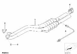 Catalisador/silenciador dianteiro diagram for BMW 7 Series E38 728i