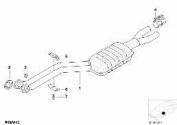 Silenciador dianteiro diagram for BMW 7 Series E38 728i