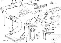 Prowadz. powietrza ład. inst.ssącej/AGR diagram for BMW 5 Series E34 525tds
