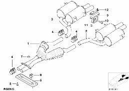 EXHAUST SYSTEM, REAR diagram for BMW 5 Series E39 M5