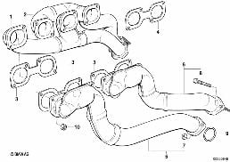Collecteur d'échappement diagram for BMW 7 Series E38 740iL