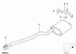 Układ wydechowy tylny diagram for BMW 5 Series E39 525d