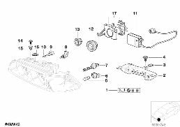 Jednotlivé díly světlomet xenon diagram for BMW 5 Series E39 540iP