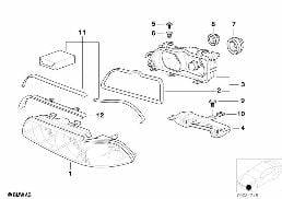 Pièces détachées projecteur xénon diagram for BMW 5 Series E39 525td