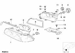Jednotlivé díly světlomet diagram for BMW 5 Series E39 540iP