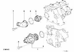 Syst. de refroidis.-pompe eau/thermostat diagram for BMW 5 Series E39 525td