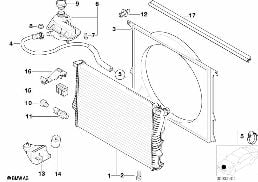 หม้อน้ำ/หม้อน้ำล้น/โครง diagram for BMW Z3 E36 2.8