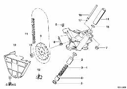 Sist. lubrific./bomba óleo c/ accionam. diagram for BMW 7 Series E38 750i