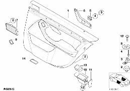 Revêt.porte arr,étoffe/simili cuir,airbg diagram for BMW 5 Series E39 525td
