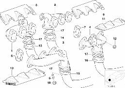 Colector de escape diagram for BMW 7 Series E38 750i