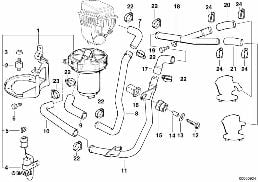 Redução subst. pol. gases esc.-bomba ar diagram for BMW 7 Series E38 750i