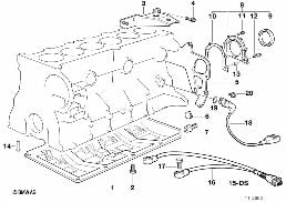 Μπλοκ κυλίνδρων-στροφαλοθ./πρόσθ.εξαρτ. diagram for BMW 3 Series E36 323i