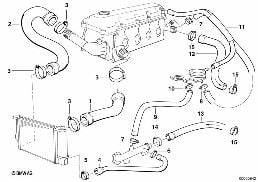 冷却系统水导向软管 diagram for BMW 3 Series E36 318i