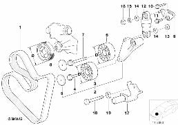 Entraînement pompe à eau / Alternateur diagram for BMW 7 Series E38 735iL