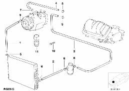 Conduites de réfrigérant diagram for BMW 5 Series E39 525td