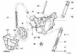 Alimentation huile/Pompe huile+entrainem diagram for BMW 7 Series E38 740iL