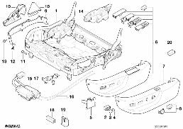 Zitt. voor zitgeraamt.mech./el./onderdel diagram for BMW 7 Series E38 735i