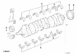 CRANKSHAFT WITH BEARING SHELLS diagram for BMW 3 Series E36 323i