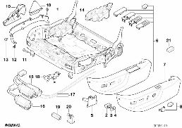 Contourstoel stoelframe/sierafdekkings diagram for BMW 7 Series E38 735i
