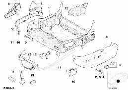 Siege av cadre mec./electr./pieces sep. diagram for BMW 5 Series E39 525td
