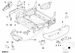 Cadre/caches de siege avant diagram for BMW 5 Series E39 525td