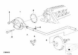 Pompe a vide avec tuyau diagram for BMW 5 Series E39 525td