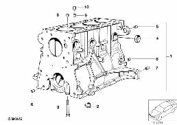 Blocco cilindri diagram for BMW 3 Series E36 318i