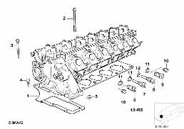 Cylindertopp monteringsdetaljer diagram for BMW 3 Series E36 325tds