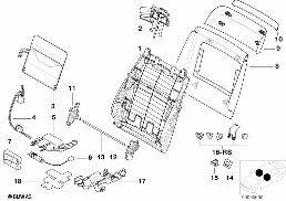 Zitting voor rugleuningraam/achterwand diagram for BMW 7 Series E38 735i
