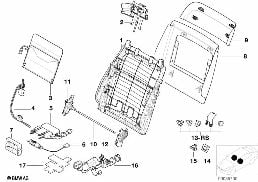 Cadre dossier/paroi arr.de siege avant diagram for BMW 5 Series E39 525td