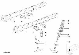 Comando valvole - albero a camme/valvole diagram for BMW 3 Series E36 318i