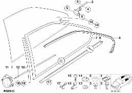 DOOR WINDOW LIFTING MECHANISM REAR diagram for BMW 3 Series E36 M3