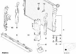 Części mocowania chłodnicy wody diagram for BMW 3 Series E46 325i