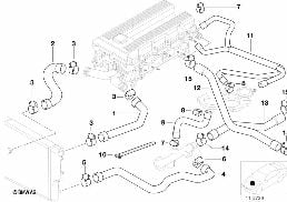 Sistema di raffredda.-tubo fless.p.acqua diagram for BMW 3 Series E36 318i