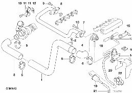 INTAKE MANIFOLD-SUPERCHARG.AIR DUCT/AGR diagram for BMW 3 Series E36 325td