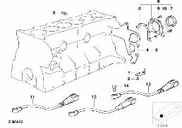 Cylinderblock/monteringsdetaljer diagram for BMW 3 Series E36 M3