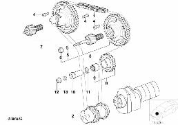 Ventilstyrning-transmision kedja diagram for BMW 3 Series E36 M3