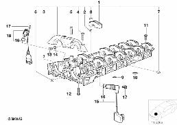 Cylindertopp/mellanhus diagram for BMW 3 Series E36 M3