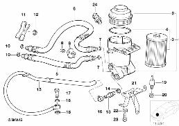 Alimentat.d'huile-filtre, tuyau d'huile diagram for BMW 5 Series E39 540i